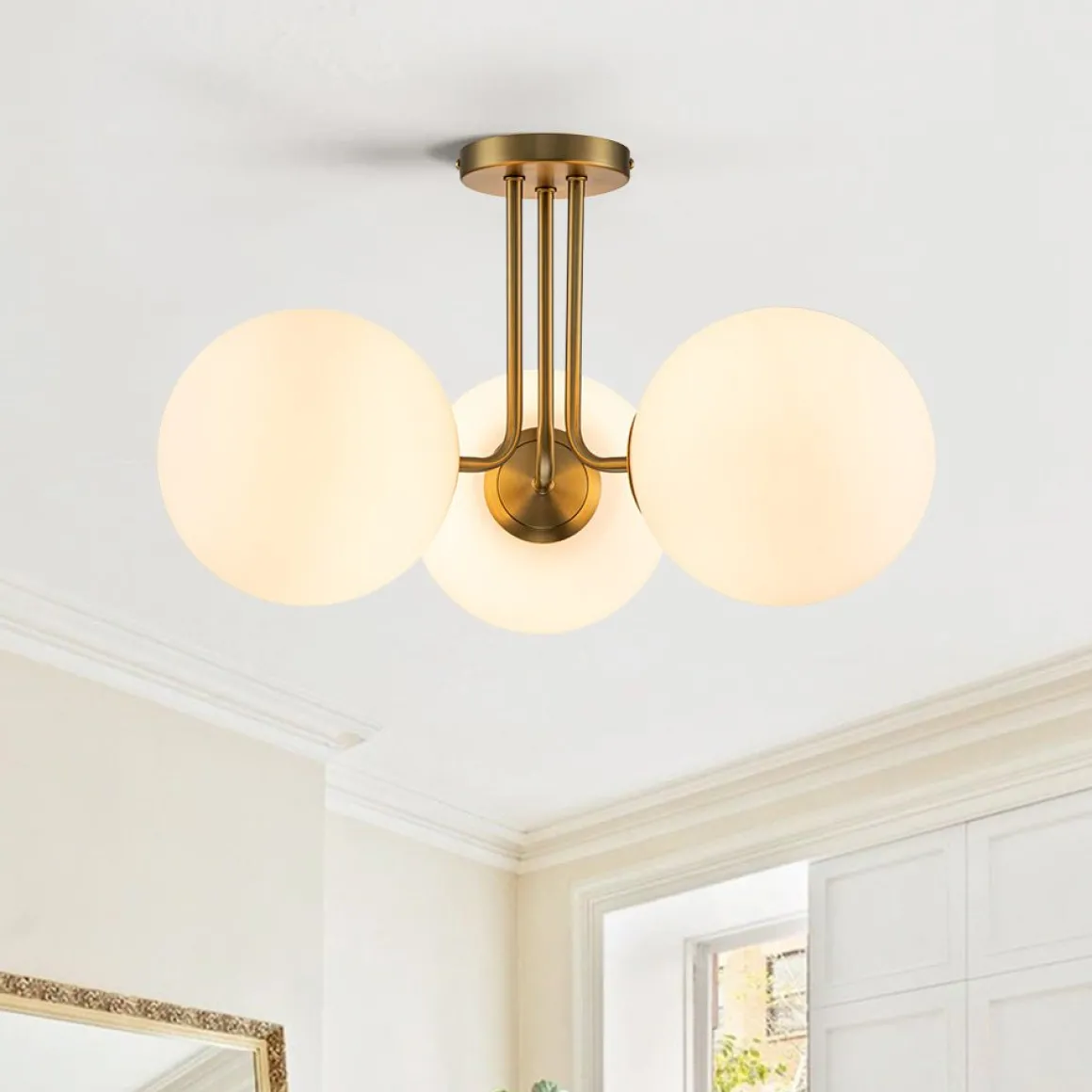 3-Light Frosted Glass Globe Ceiling Light