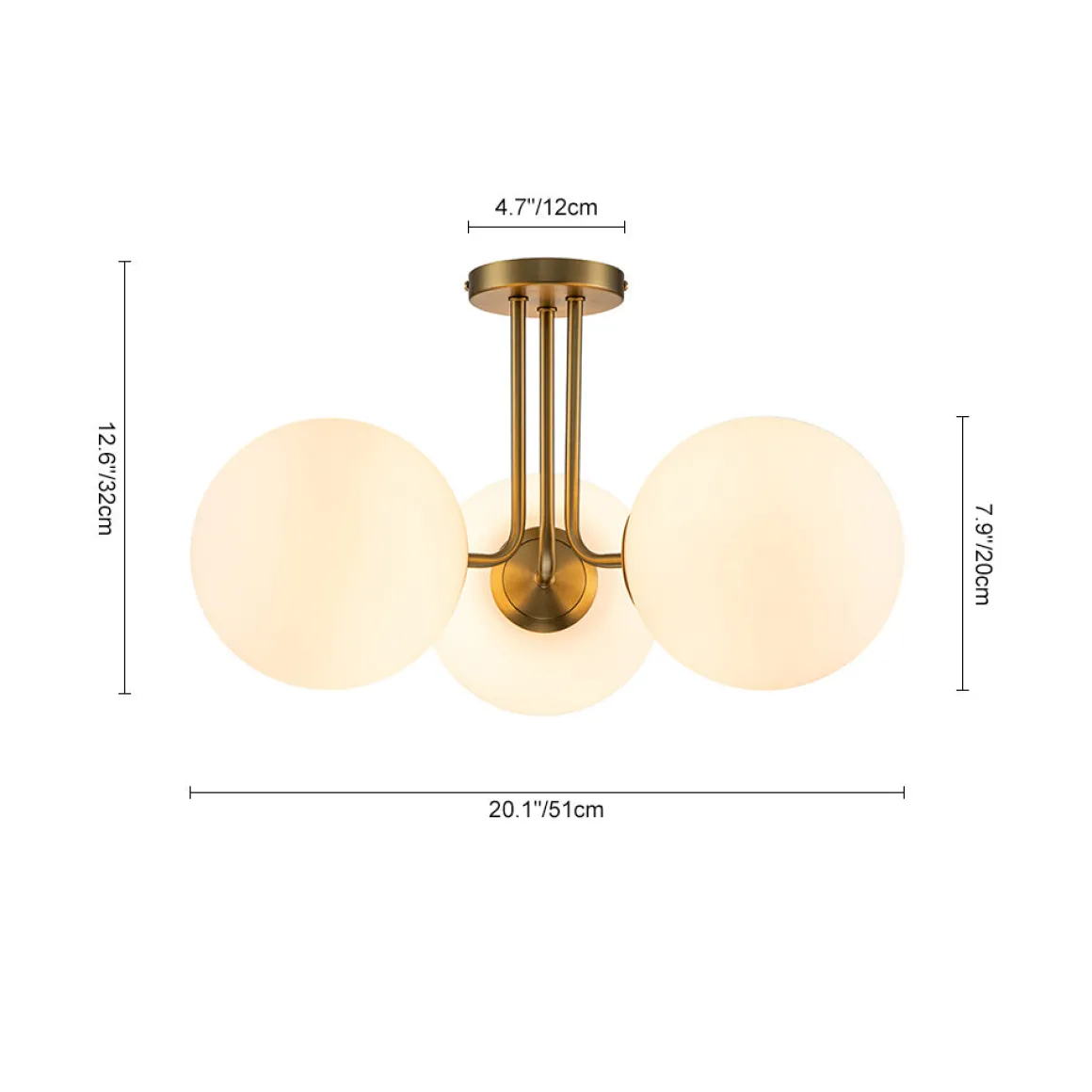 3-Light Frosted Glass Globe Ceiling Light