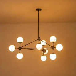 10-Light Frosted Glass Globe Geometric Chandelier