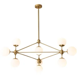 10-Light Frosted Glass Globe Geometric Chandelier