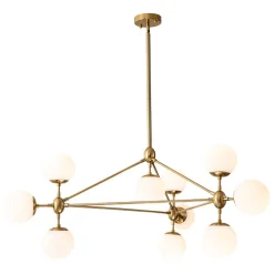 10-Light Frosted Glass Globe Geometric Chandelier