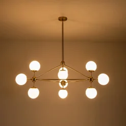 10-Light Frosted Glass Globe Geometric Chandelier