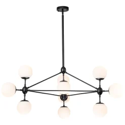 10-Light Frosted Glass Globe Geometric Chandelier