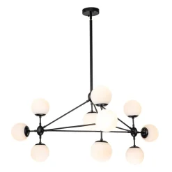 10-Light Frosted Glass Globe Geometric Chandelier