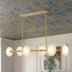 6-Light Frosted Glass Globe Linear Island Chandelier