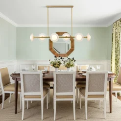 6-Light Frosted Glass Globe Linear Island Chandelier