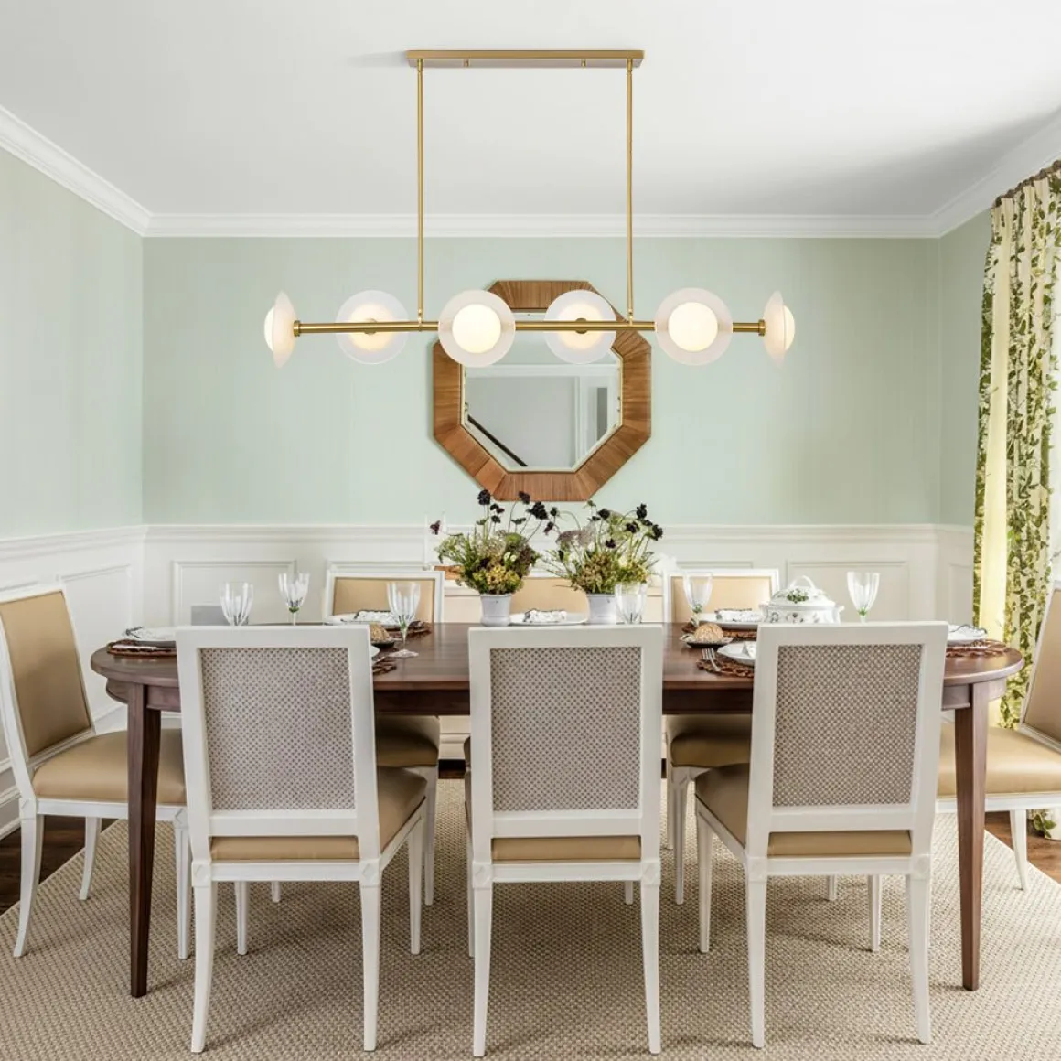 6-Light Frosted Glass Globe Linear Island Chandelier