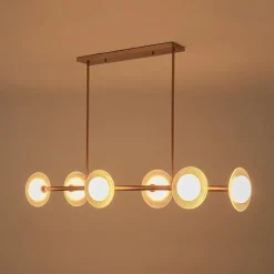 6-Light Frosted Glass Globe Linear Island Chandelier