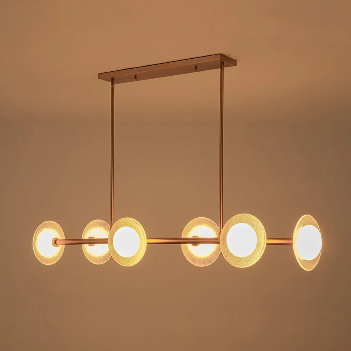 6-Light Frosted Glass Globe Linear Island Chandelier