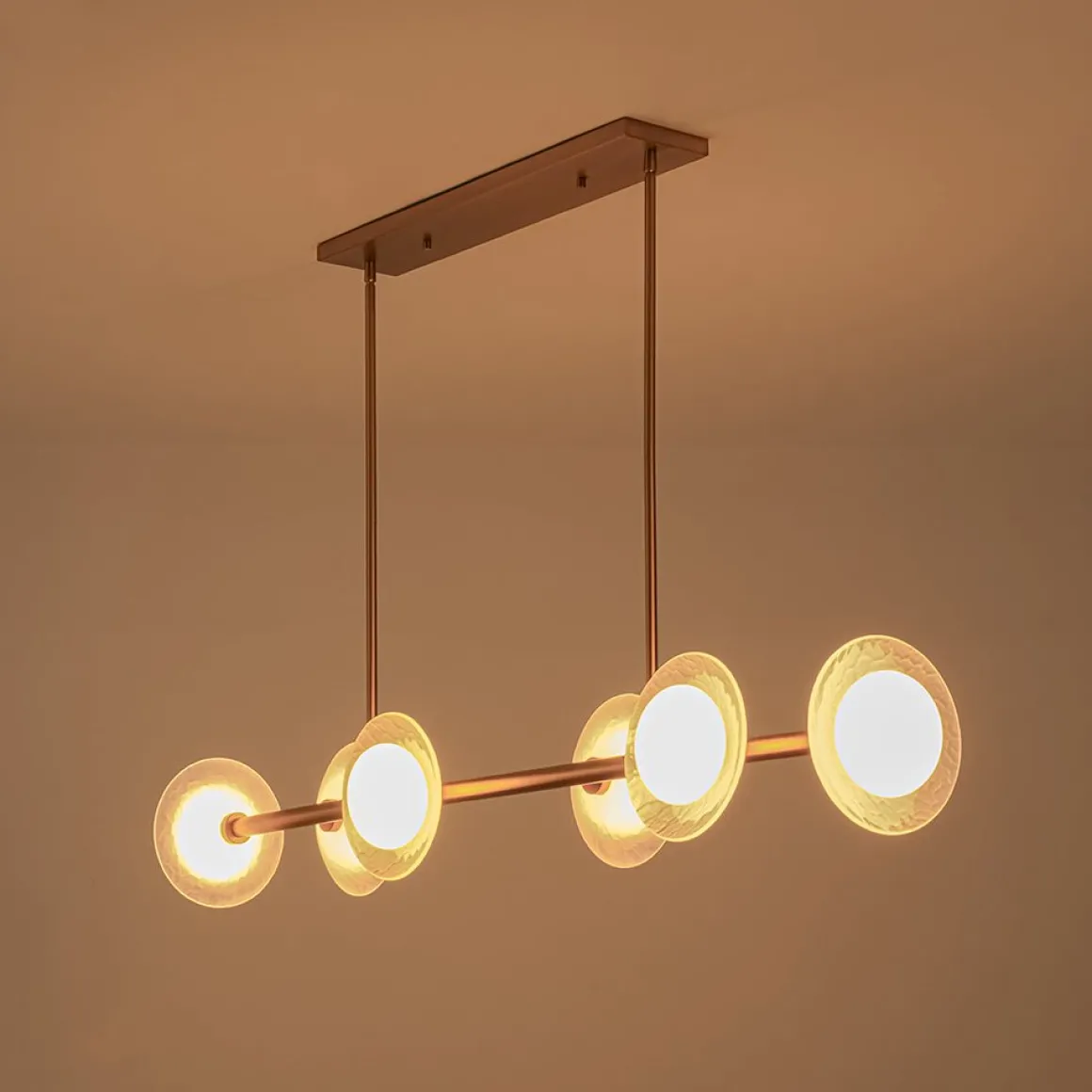 6-Light Frosted Glass Globe Linear Island Chandelier