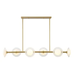 6-Light Frosted Glass Globe Linear Island Chandelier
