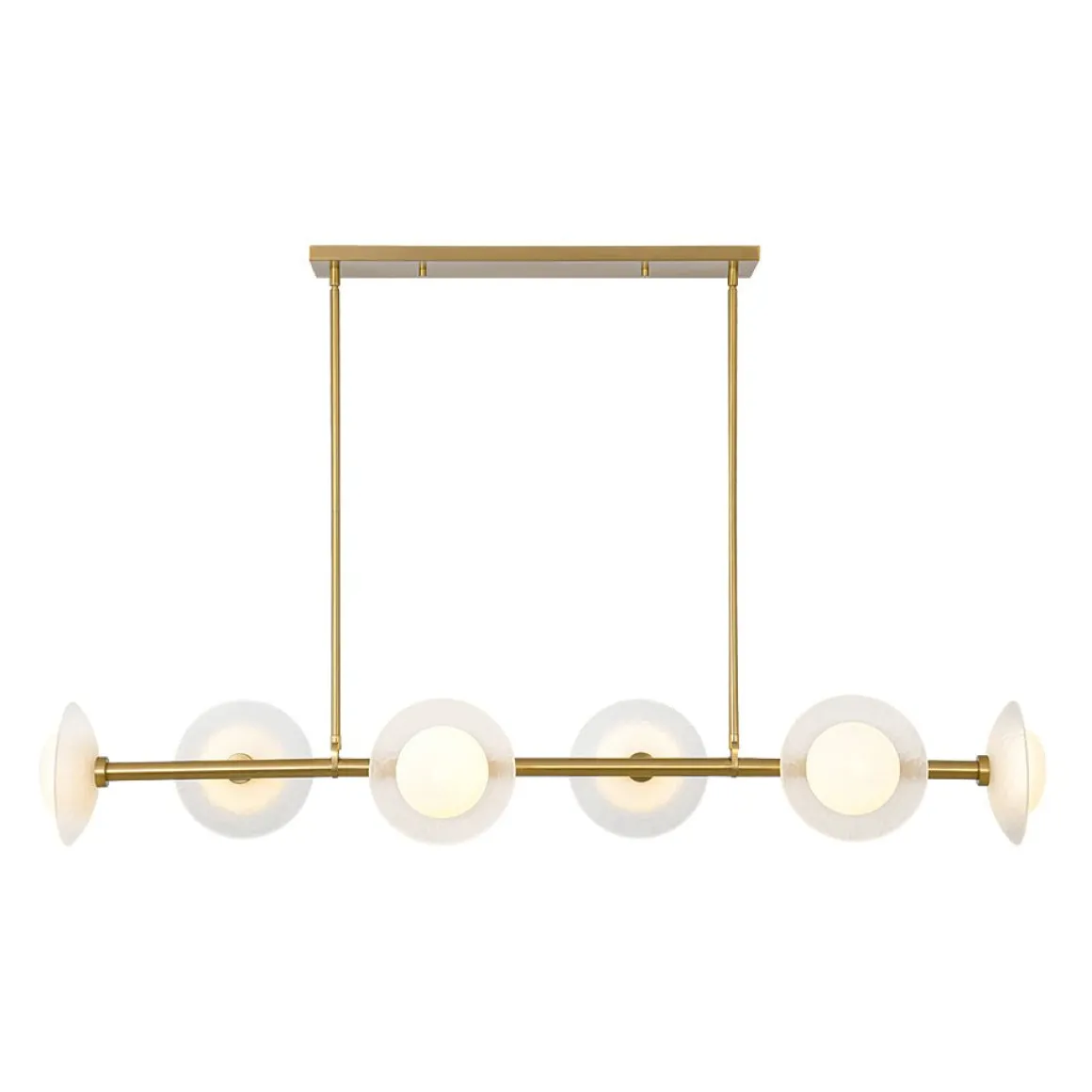 6-Light Frosted Glass Globe Linear Island Chandelier