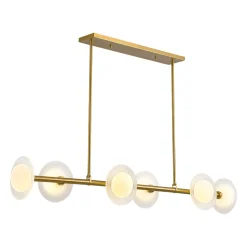 6-Light Frosted Glass Globe Linear Island Chandelier
