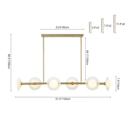 6-Light Frosted Glass Globe Linear Island Chandelier