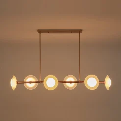 6-Light Frosted Glass Globe Linear Island Chandelier
