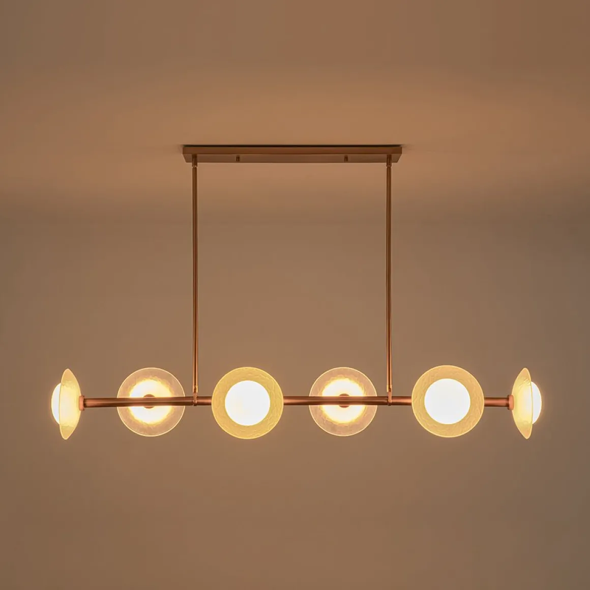 6-Light Frosted Glass Globe Linear Island Chandelier