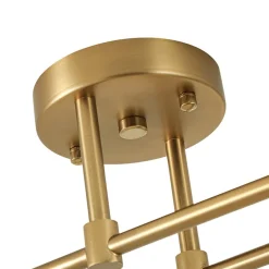 4-Light Frosted Glass Globe Linear Sputnik Semi Flush Mount