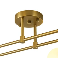 4-Light Frosted Glass Globe Linear Sputnik Semi Flush Mount