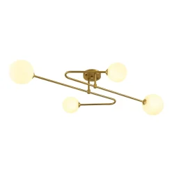 4-Light Frosted Glass Globe Linear Sputnik Semi Flush Mount