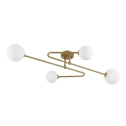 4-Light Frosted Glass Globe Linear Sputnik Semi Flush Mount