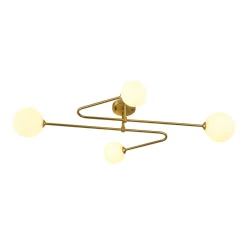 4-Light Frosted Glass Globe Linear Sputnik Semi Flush Mount