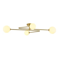 4-Light Frosted Glass Globe Linear Sputnik Semi Flush Mount