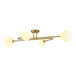 4-Light Frosted Glass Globe Linear Sputnik Semi Flush Mount