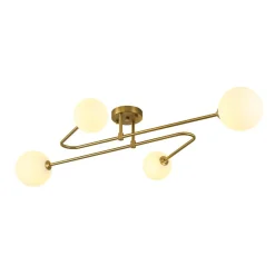 4-Light Frosted Glass Globe Linear Sputnik Semi Flush Mount