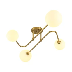 4-Light Frosted Glass Globe Linear Sputnik Semi Flush Mount