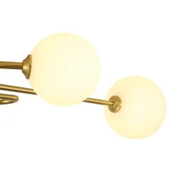 4-Light Frosted Glass Globe Linear Sputnik Semi Flush Mount