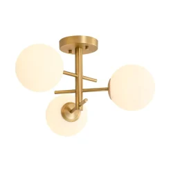 3-Light Frosted Glass Globe Tiered Sputnik Semi Flush Mount