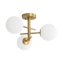 3-Light Frosted Glass Globe Tiered Sputnik Semi Flush Mount