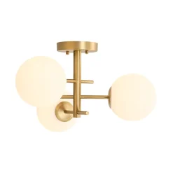 3-Light Frosted Glass Globe Tiered Sputnik Semi Flush Mount