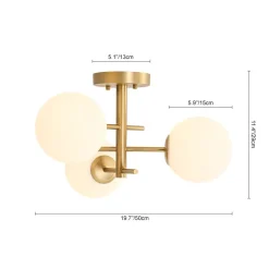 3-Light Frosted Glass Globe Tiered Sputnik Semi Flush Mount