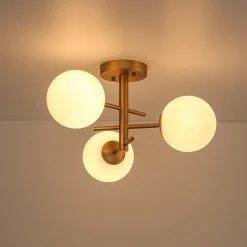 3-Light Frosted Glass Globe Tiered Sputnik Semi Flush Mount