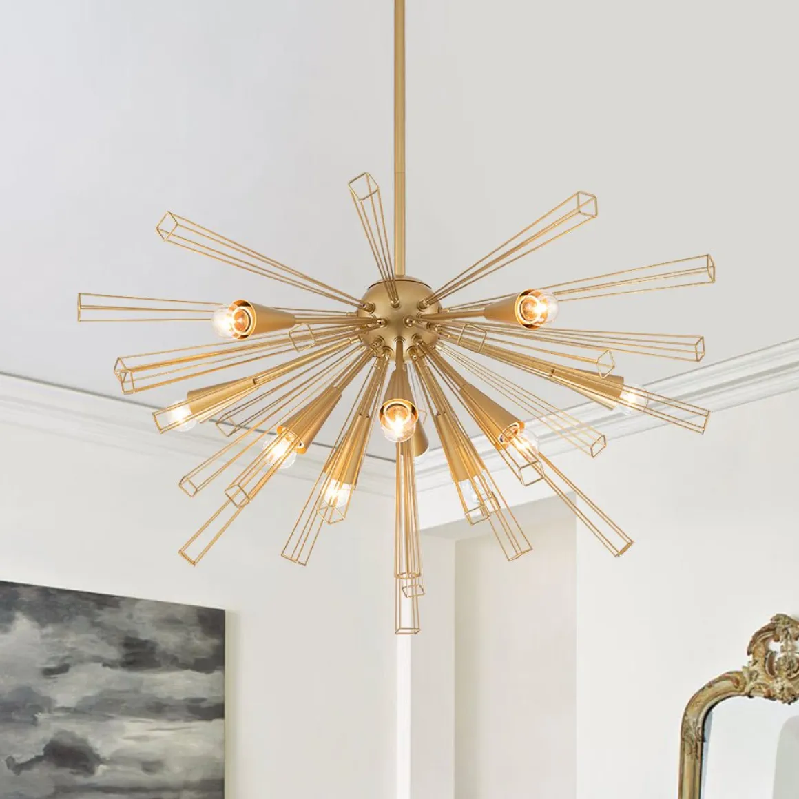 10-Light Geometric Sputnik Sunburst Chandelier