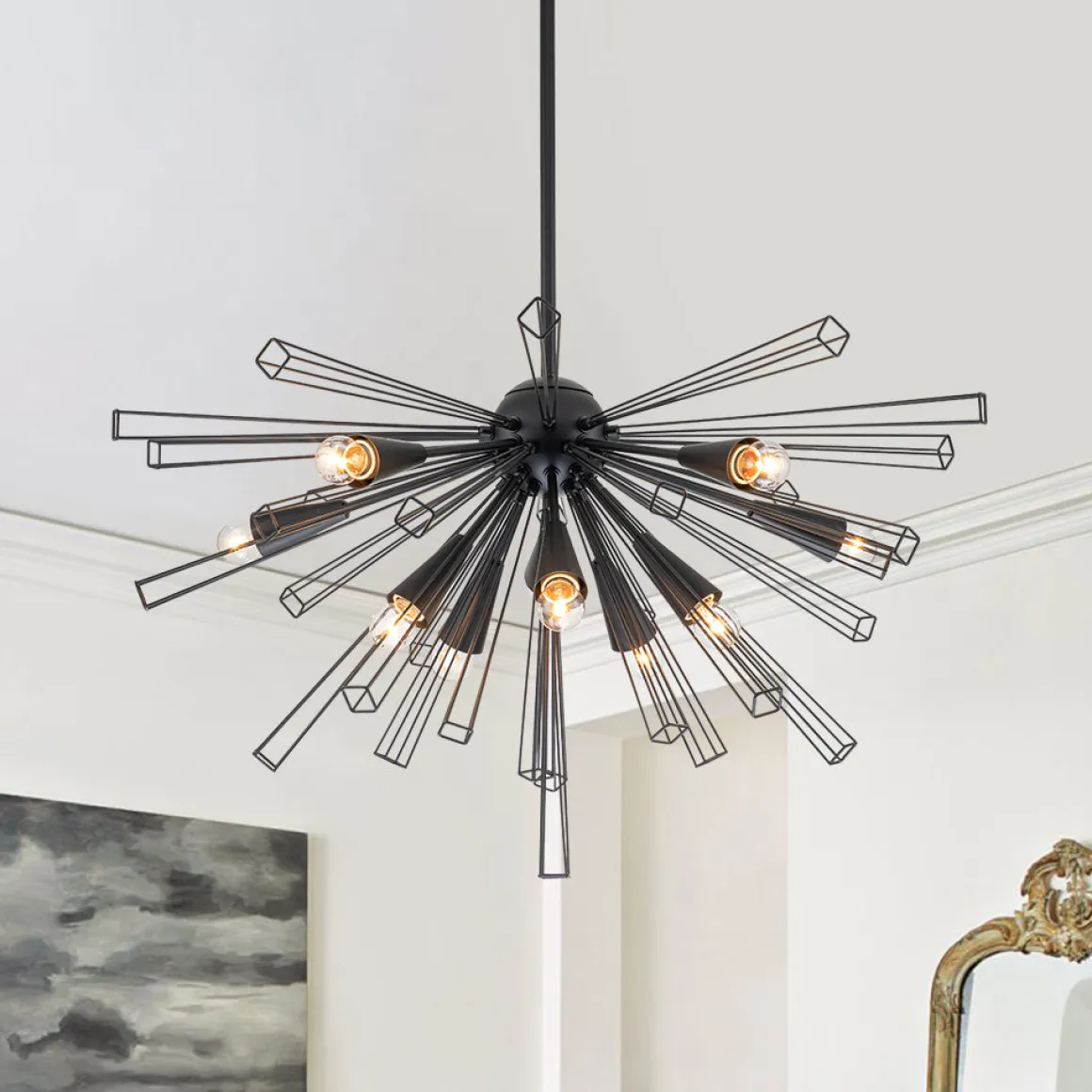 10-Light Geometric Sputnik Sunburst Chandelier
