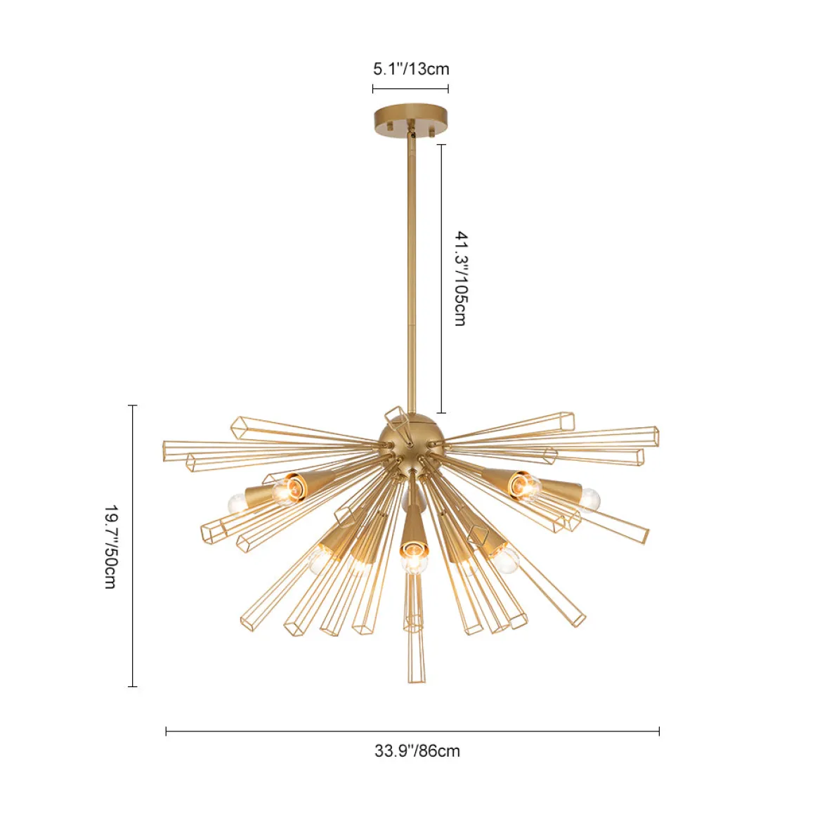 10-Light Geometric Sputnik Sunburst Chandelier