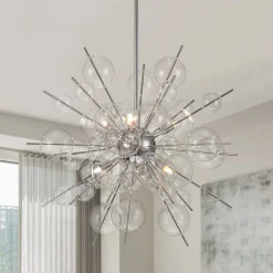 6-Light Glass Globe Bubble Sputnik Sunburst Chandelier