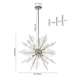 6-Light Glass Globe Bubble Sputnik Sunburst Chandelier