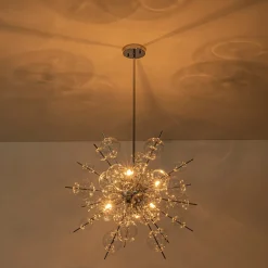 6-Light Glass Globe Bubble Sputnik Sunburst Chandelier