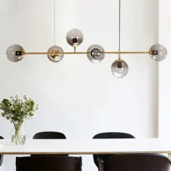 6-light Glass Globe Linear Chandelier