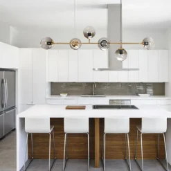 6-light Glass Globe Linear Chandelier
