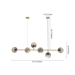 6-light Glass Globe Linear Chandelier