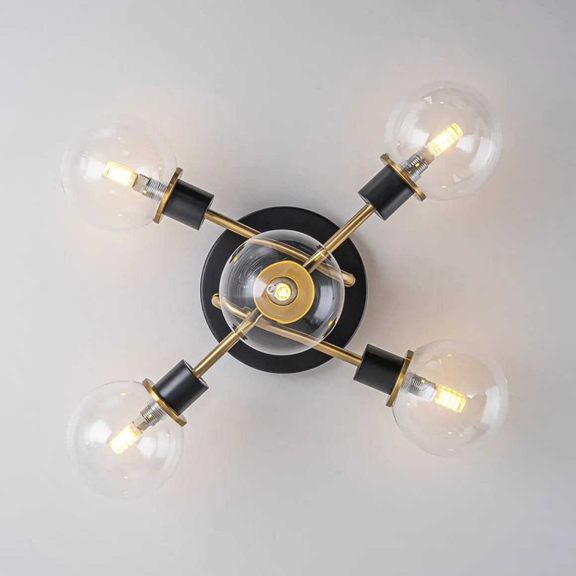 5-light Glass Globe Semi Flush Bubble Ceiling Light
