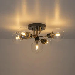 5-light Glass Globe Semi Flush Bubble Ceiling Light