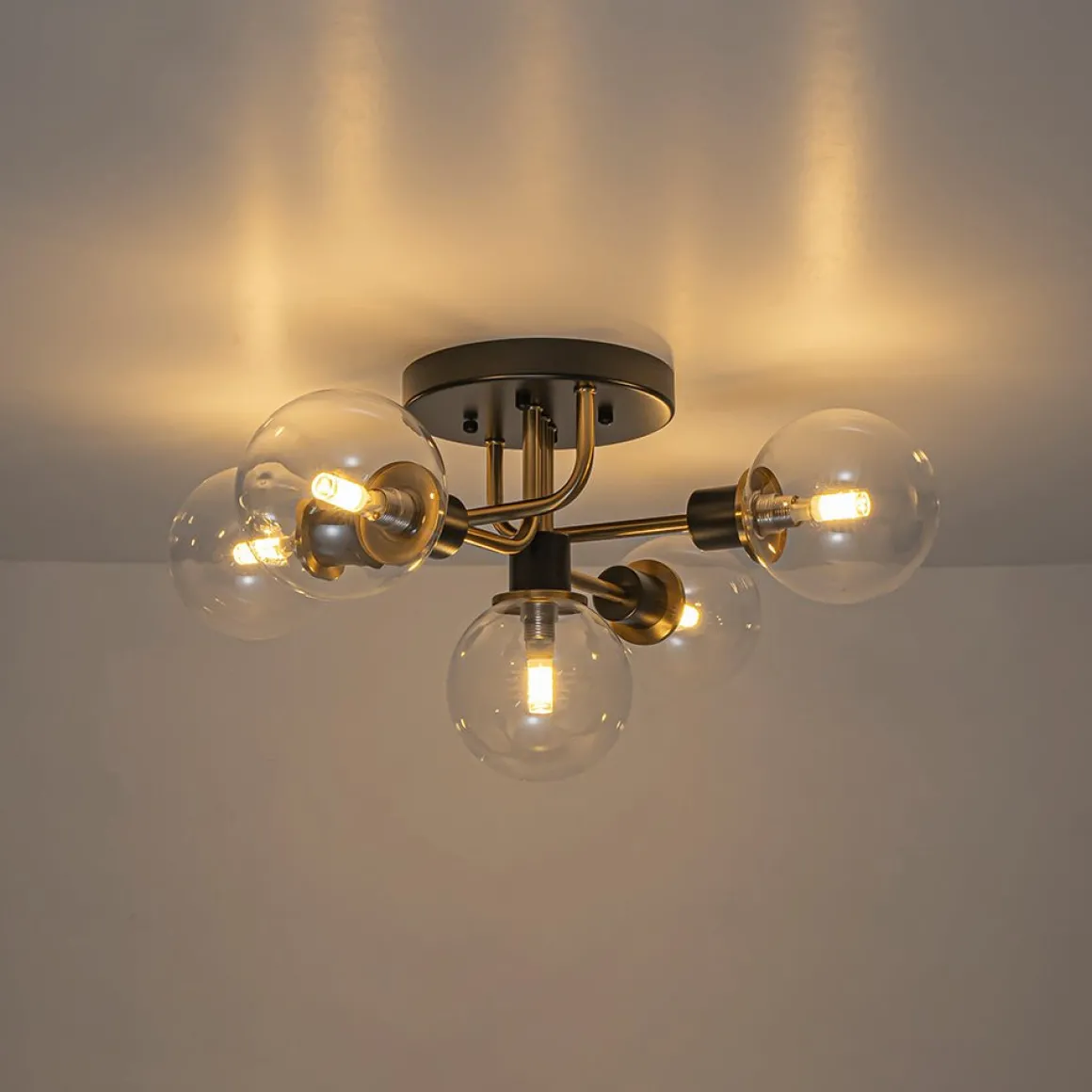 5-light Glass Globe Semi Flush Bubble Ceiling Light