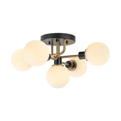 5-light Glass Globe Semi Flush Bubble Ceiling Light