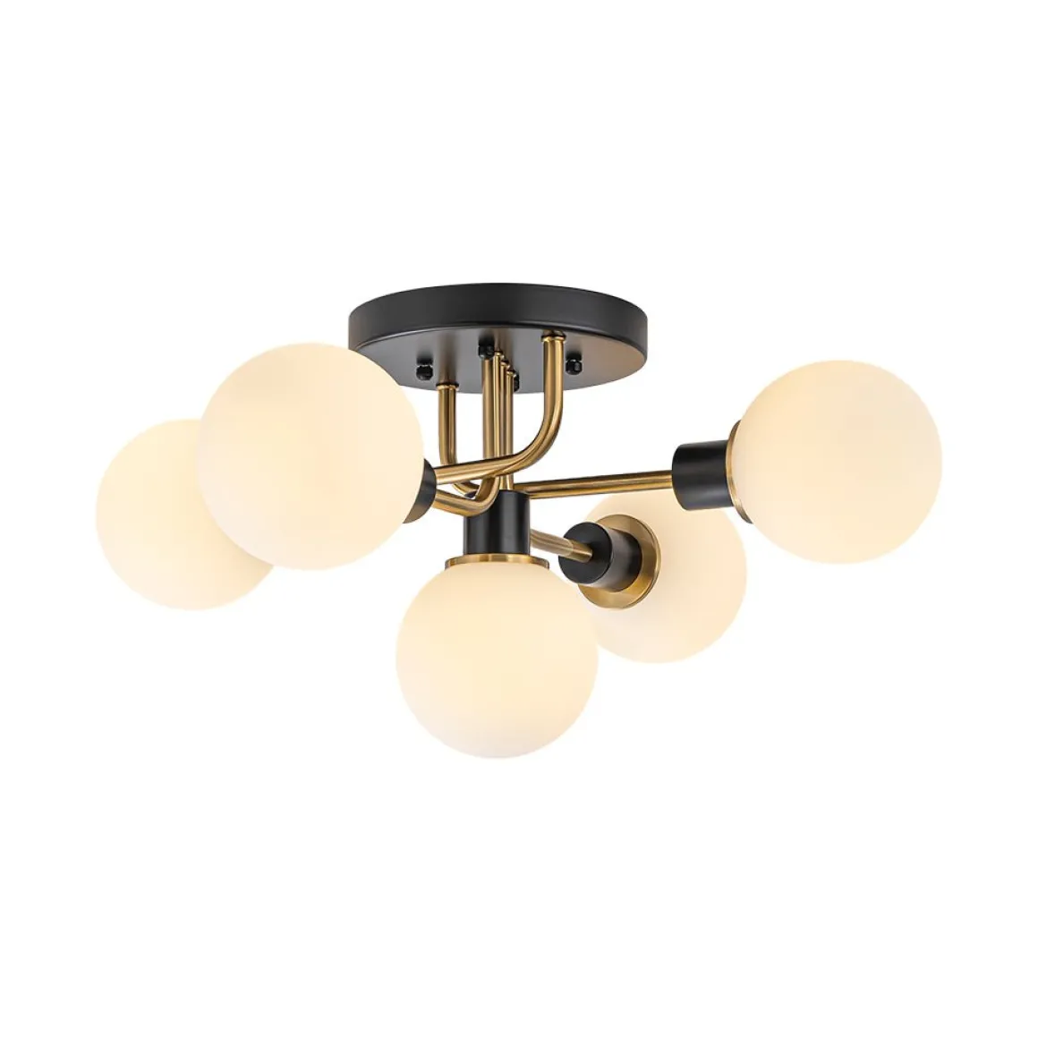 5-light Glass Globe Semi Flush Bubble Ceiling Light
