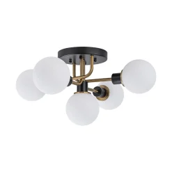 5-light Glass Globe Semi Flush Bubble Ceiling Light
